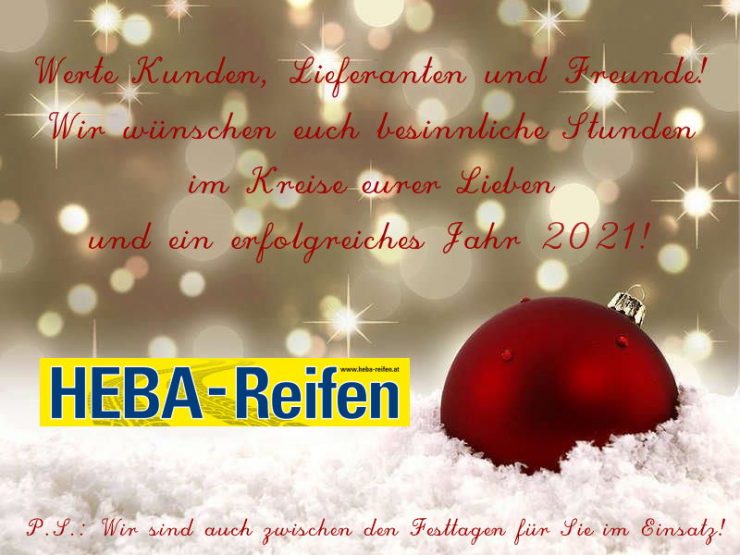 Frohe Weihnachten wünscht HEBA-Reifen in Mistelbach bei Wels